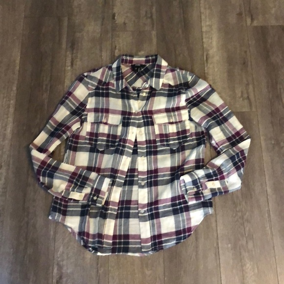 Paige mya plaid lightweight button down top xs - Picture 4 of 8